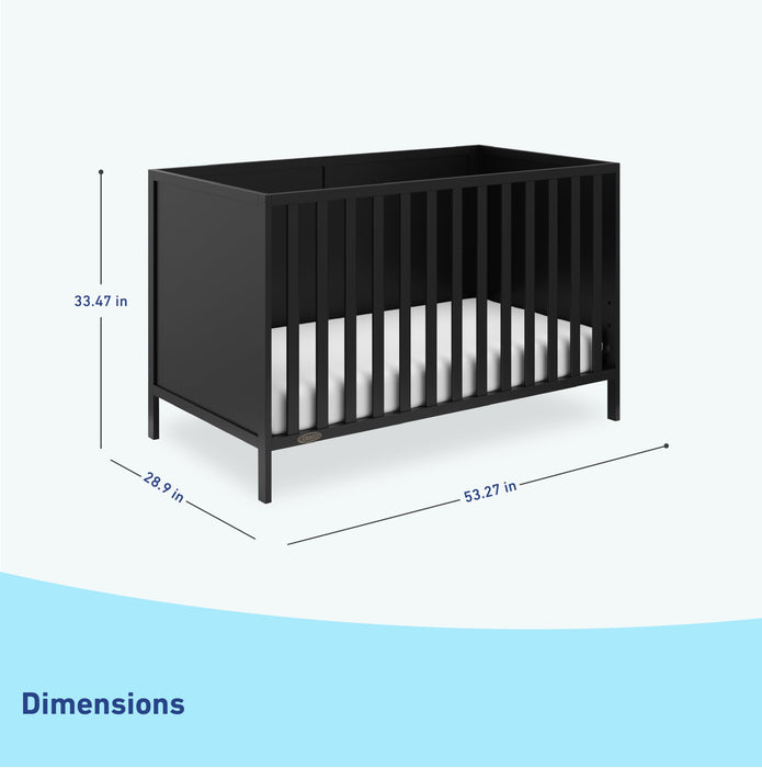 Graco Theo Convertible Crib (Black) – Converts from Baby Crib to Toddler Bed and Daybed, Fits Standard Full-Size Crib Mattress, Adjustable Mattress Support Base