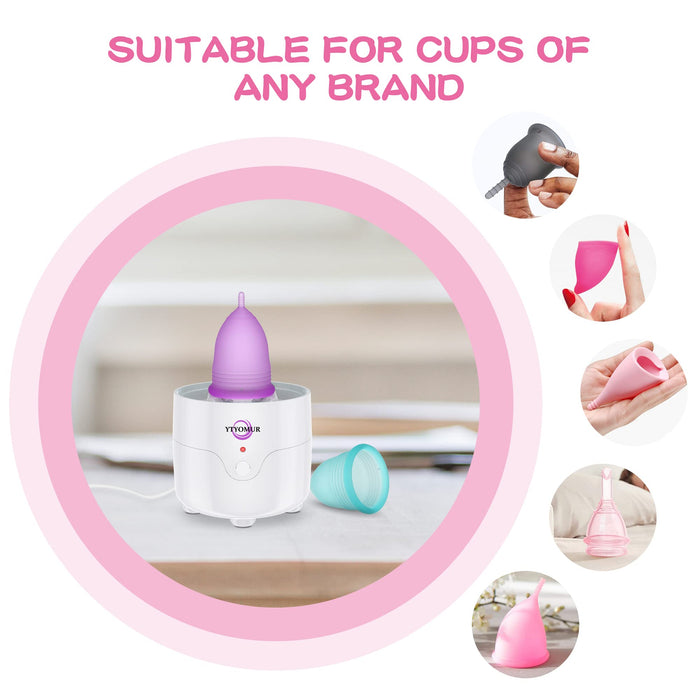 YTYOMUR Menstrual Cup Steamer Sterilizer with 2 Reusable Menstrual Cups, Period Cups Cleaner Wash Kit