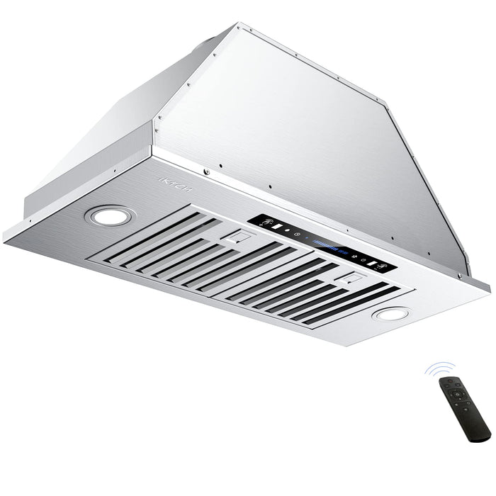 IKTCH 30 inch Built-in/Insert Range Hood 900 CFM, Ducted/Ductless Convertible Duct, Stainless Steel Kitchen Vent Hood with 4 Speed Gesture Sensing&Touch Control Panel(IKB01-30)