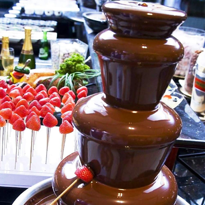 Electric Chocolate Fondue Fountain Machine Stainless Steel 4-Pound Capacity for Chocolate Candy Butter Cheese (4-Tier)