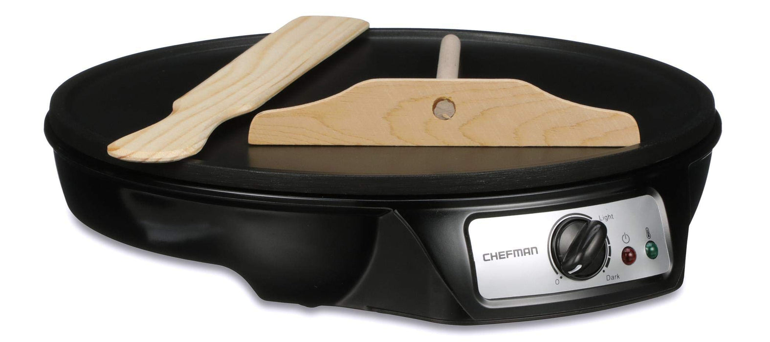 CHEFMAN Electric Crepe Maker: Precise Temp Control, 12" Non-Stick Griddle, Perfect for Crepes, Tortillas, Blintzes, Pancakes, Waffles, Eggs, Bacon, Batter Spreader & Spatula Included, Black