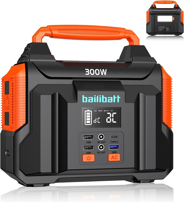 Portable Power Station 300W 257wh Lithium Battery Bailibatt Small Portable Generator for Home Use Camping Travel Emergency Hunting Outdoor, Large Power Bank with AC Outlet for Laptop