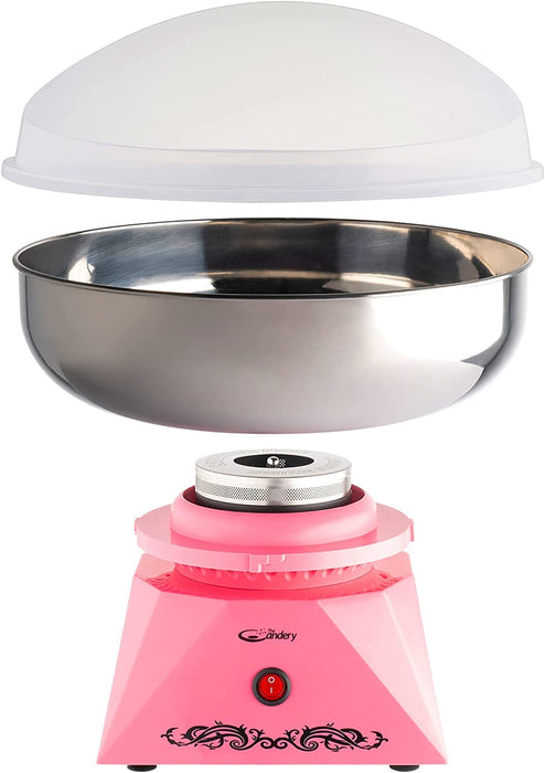 Cotton Candy Machine with Stainless Steel Bowl 2.0 - Cotton Candy Maker, 10 Cones & Sugar Scoop - Nostalgic Household Cotton Candy Machine for Kids, Birthday Party - Use with Floss Sugar, Hard Candy- By The Candery