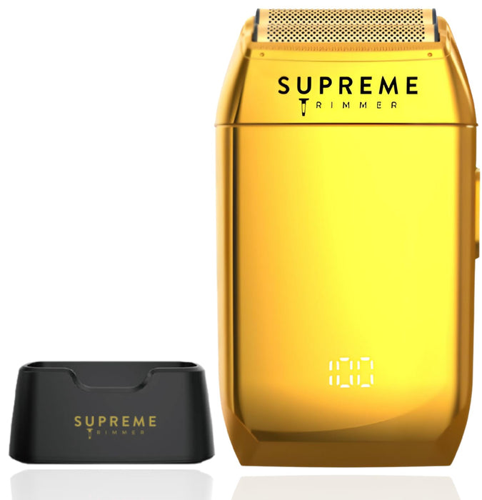 Supreme Trimmer Crunch Mens Foil Shaver STF602 (150 Minute Run Time) Men's Electric Razor | Waterproof Shaver for Short Hair or Stubble, Barber Use | Gold