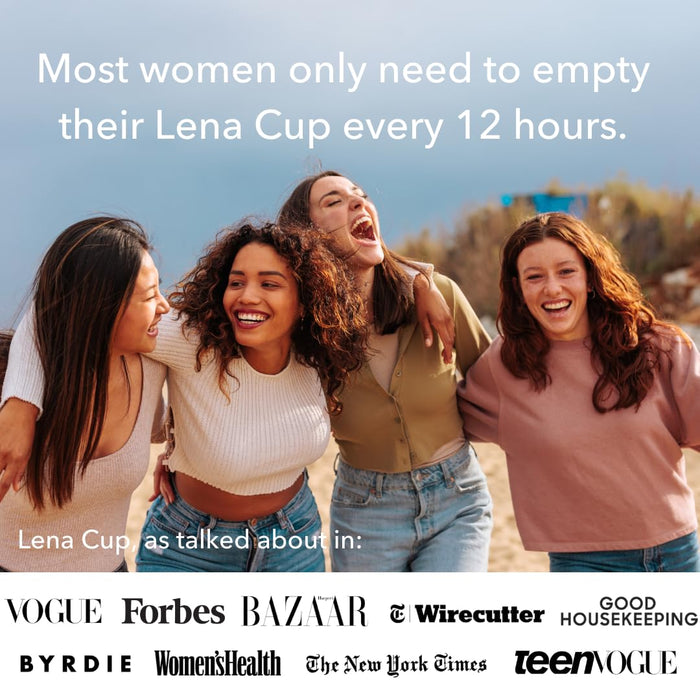 Lena Menstrual Cup - Reusable, Soft Silicone, Light & Heavy Flow, Beginner Use - Ideal Alternative to Tampons, Pads, Period Underwear - Period Solution - Super Capacity - Purple