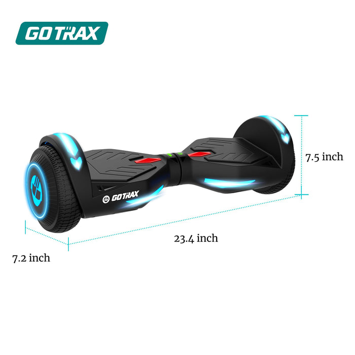 Gotrax NOVA Hoverboard with 6.5" LED Wheels, Max 4.3 Miles & 6.2mph Power by Dual 200W Motor, LED Fender Light/Headlight, UL2272 Certified & 65.52Wh Battery Self Balancing Scooter for 44-176lbs(Black)