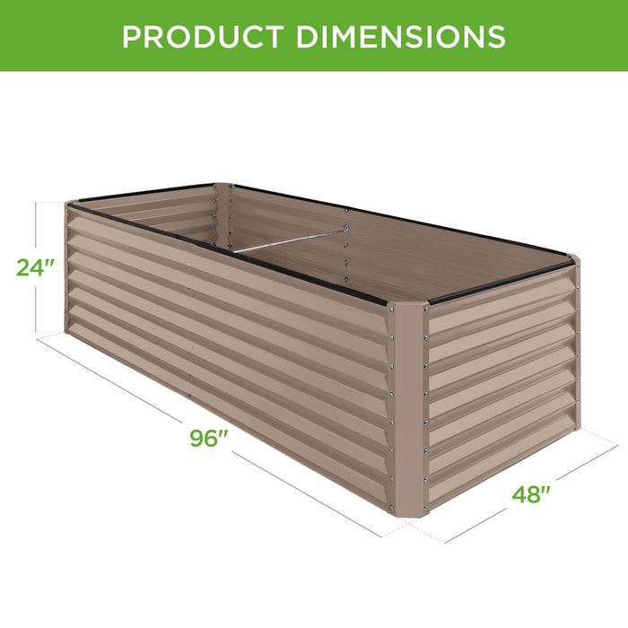 Best Choice Products 8x4x2ft Outdoor Metal Raised Garden Bed, Deep Root Planter Box for Vegetables, Flowers, Herbs, and Succulents w/ 478 Gallon Capacity - Taupe