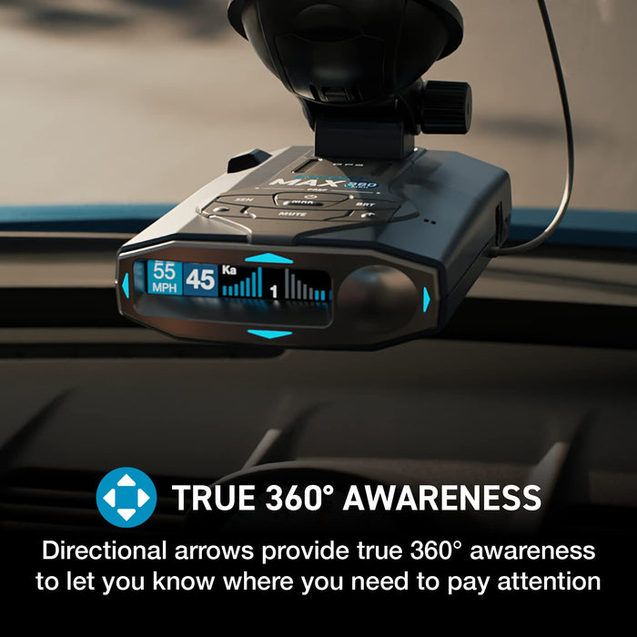 Escort MAX 360 MKII Radar and Laser Detector Bluetooth Enabled, 360° Directional Arrows, Exceptional Range, Shared Alerts, Apple CarPlay and Android Auto Compatible, Black