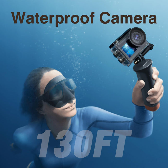 icefox Action Camera 4K Underwater Camera External Microphone Waterproof 40M Ultra HD 20MP Camera 170 ° Ultra Wide Angle WiFi Camcorder, Gray