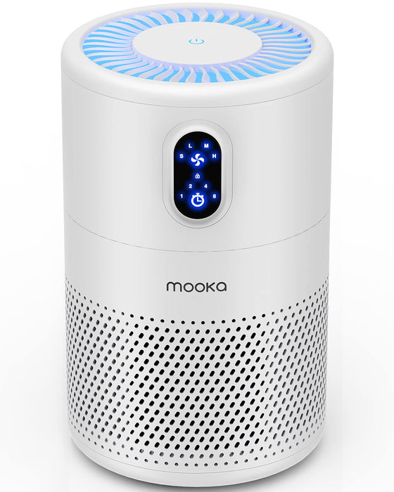 MOOKA Air Purifiers for Home Large Room up to 1076 ft², H13 True HEPA Air Filter Cleaner, Odor Eliminator, Remove Smoke Dust Pollen Pet Dander, Night Light(Available for California)