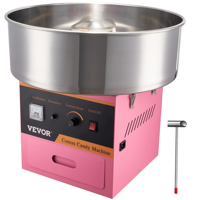 VEVOR Electric Cotton Candy Machine, 1000W Commercial Floss Maker w/Stainless Steel Bowl, Sugar Scoop and Drawer, Perfect for Home, Carnival, Kids Birthday, Family Party, Pink