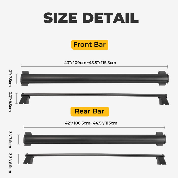 BougeRV Upgraded Roof Rack Cross Bars Compatible with Jeep Grand Cherokee 2011-2021 with Grooved Side Rails, Aluminum Crossbars Replacement for Cargo Carrier Kayak Bike Snowboard (Not for 2022+ Model)