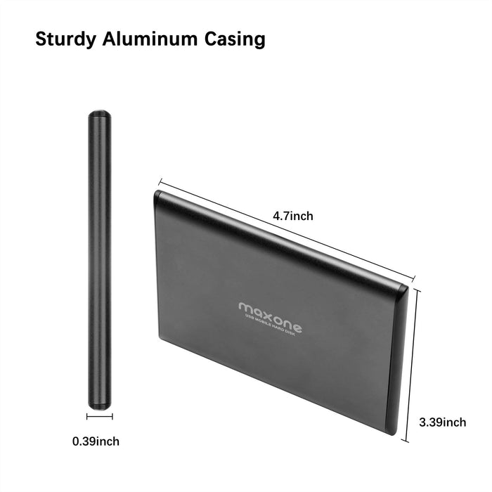 Maxone 500GB Ultra Slim Portable External Hard Drive HDD USB 3.0 for PC, Mac, Laptop, PS4, Xbox one - Charcoal Grey