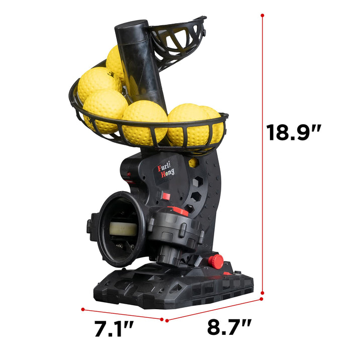 Furlihong Upgraded Electronic Baseball Pitching Machine, Adjustable Angles & Speed, AC Adapter or Battery Powered, Comes with 8 Dimpled Balls, for Batting and Fielding Practice of Low Level