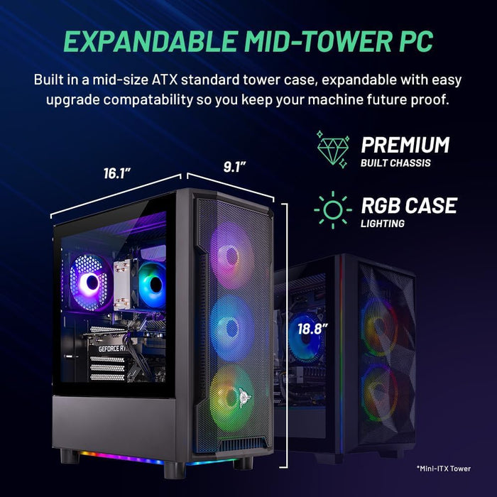 Skytech Shadow Gaming PC Desktop, Intel i5 13400F 2.5 GHz (4.6GHz Turbo Boost), NVIDIA RTX 4060 8GB GDDR6X, 1TB SSD, 32GB DDR5 RAM 5200 RGB, 650W Gold PSU, Wi-Fi, Win 11 Home, AR Feature on Mobile