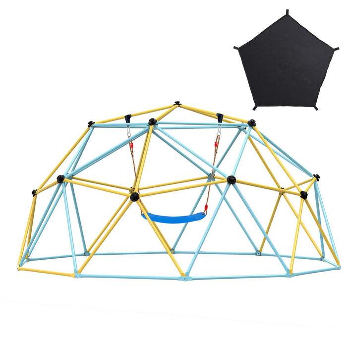 VEVOR Climbing Dome, 10FT Geometric Dome Climber with Hammock and Swing, Jungle Gym Supports 750LBS and Easy Assembly for Kids 3 to 10 Years Old, with Climbing Grip, Outdoor Backyard Play Equipment