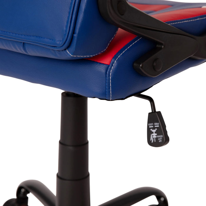 Flash Furniture Stone Ergonomic PC Office Computer Chair - Adjustable Red & Blue Designer Gaming Chair - 360° Swivel - Red Dual Wheel Casters