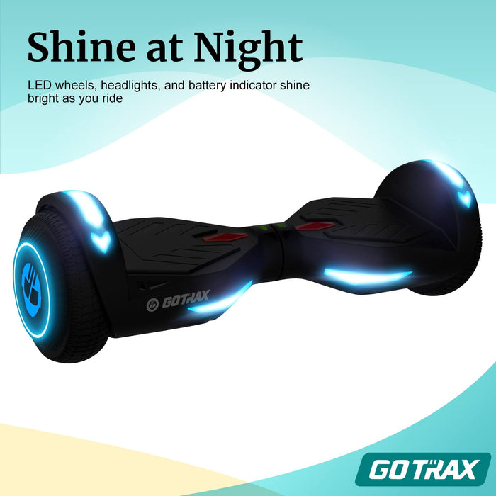 Gotrax NOVA Hoverboard with 6.5" LED Wheels, Max 4.3 Miles & 6.2mph Power by Dual 200W Motor, LED Fender Light/Headlight, UL2272 Certified & 65.52Wh Battery Self Balancing Scooter for 44-176lbs(Black)