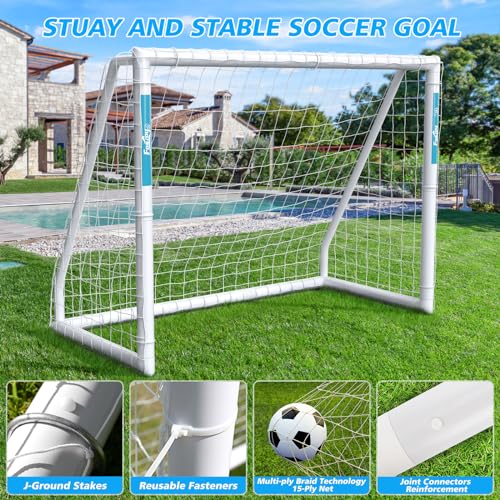 Fostoy Soccer Goal, 10×6.5FT/8x6FT Soccer Goal for Backyard, Weatherproof UPVC with Soccer Training and 2 Sets of Soccer Nets, Soccer Goal for Youth and Adults Practice Training (10'W×6.5'H)