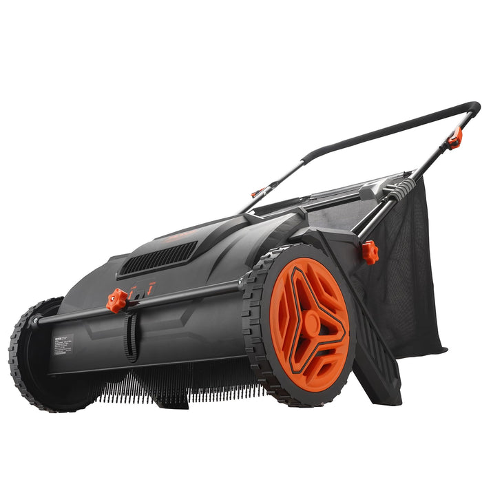 VEVOR Push Lawn Sweeper, 21-inch Leaf & Grass Collector, Strong Rubber Wheels & Heavy Duty Thickened Steel Durable to Use with Large Capacity 3.5 cu. ft. Mesh Collection Hopper Bag, 2 Spinning Brushes