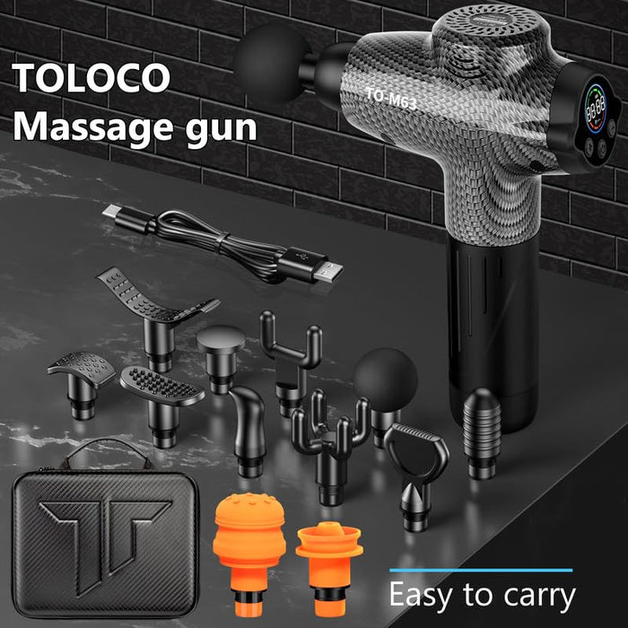 TOLOCO Massage Gun Deep Tissue, Back Massage Gun, Percussion Massage Gun for Pain Relief