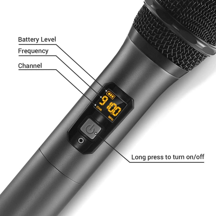 TONOR Wireless Microphone,Metal Dual Professional UHF Cordless Dynamic Mic Handheld Microphone System for Home Karaoke, Meeting, Party, Church, DJ, Wedding, Home KTV Set, 200ft(TW-820)