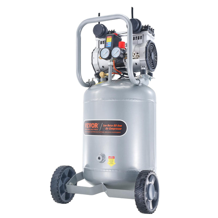 VEVOR 13 Gallon Air Compressor, 2HP 4.6 SCFM@90PSI Oil Free Air Compressor Tank, 66dB Ultra-Quiet Compressor for Tire Inflation, Auto Repair, Woodwork Nailing, Spray Painting (125PSI Max Pressure)