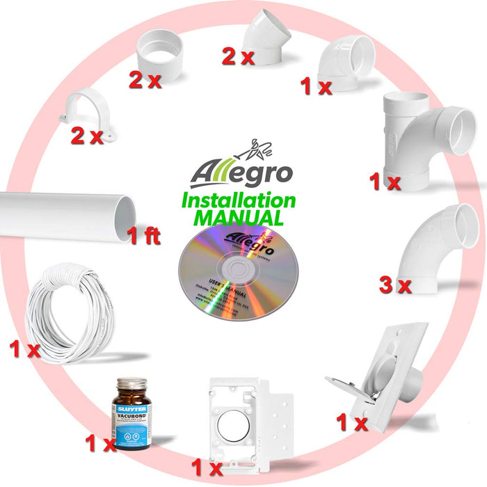 Allegro Central Vacuum 30 ft. Deluxe Package with 1 Inlet Installation Kit for RVs Campers Trailer Yacht