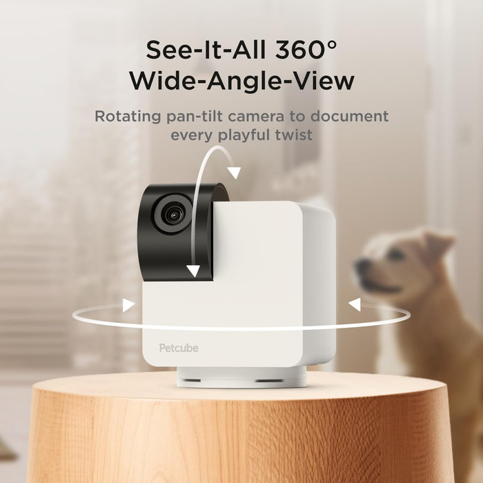 Petcube Cam 360 Camera Interactive WiFi Pet and Home Security Pan-Tilt Camera with Phone App, 1080p HD Video, 360° Rotation, Night Vision, AI Alerts