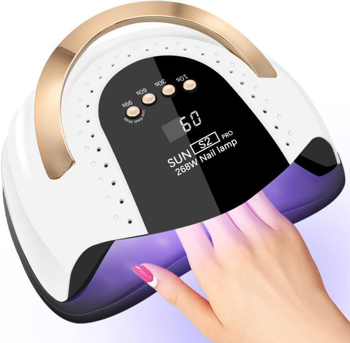 268W UV LED Nail Lamp, LKE Nail Dryer for Gel Polish, 4 Timers UV Nail Lamp Professional Nail Light, 57Pcs Lamp Beads and Automatic Sensor(White)