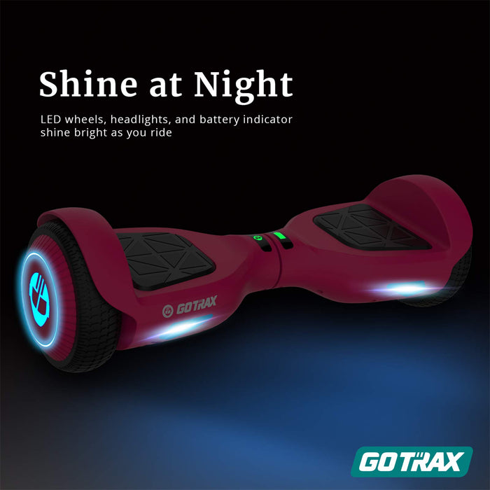 Gotrax Edge Hoverboard with 6.5" LED Wheels & Headlight, Top 6.2mph & 2.5 Miles Range Power by Dual 200W Motor, UL2272 Certified and 50.4Wh Battery Self Balancing Scooters for 44-176lbs Kids Adults(Pink)