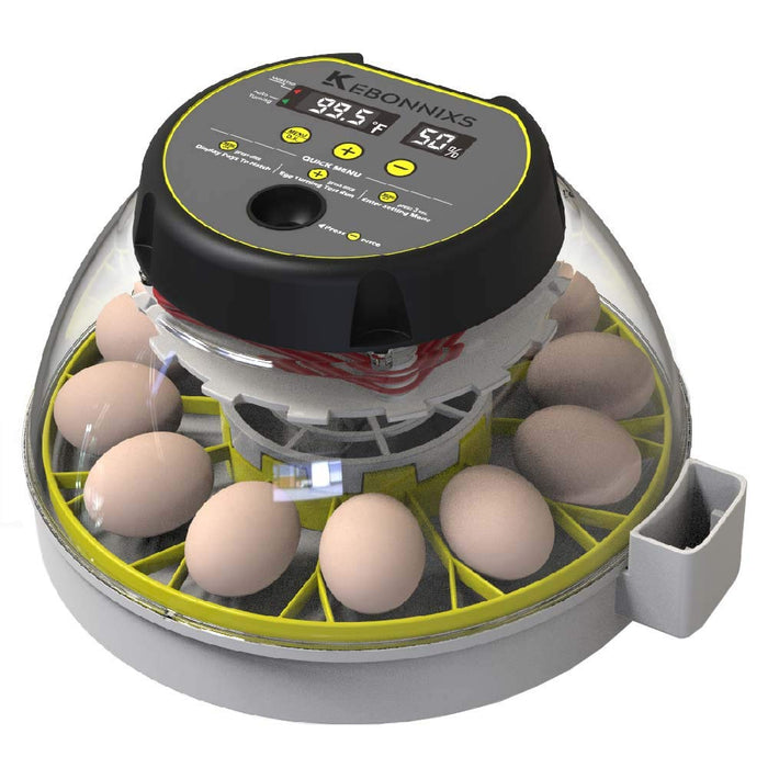 KEBONNIXS 12 Egg Incubator with Humidity Display, Egg Candler, Automatic Egg Turner, for Hatching Chickens