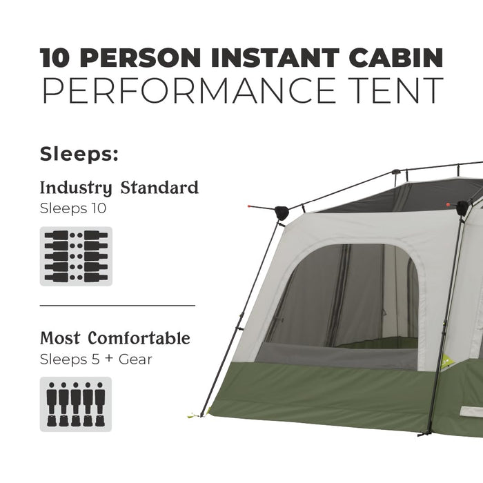 CORE 10 Person Instant Cabin Tent | Portable Large Pop Up Tent with Easy 2 Minute Camp Setup for Family Camping | Multi Room Tent with Organization for Outdoor Camping Accessories