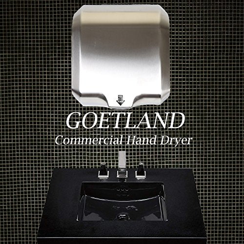 Goetland Stainless Steel Commercial Hand Dryer 1800w Automatic High Speed Heavy Duty Dull Polished Pack of 2