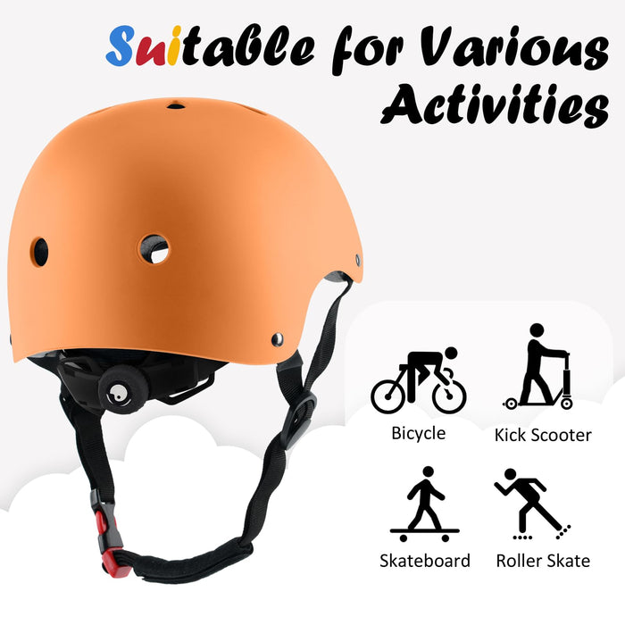 Kids Bike Helmet, Adjustable and Multi-Sport, from Toddler to Youth, 3 Sizes (Orange)