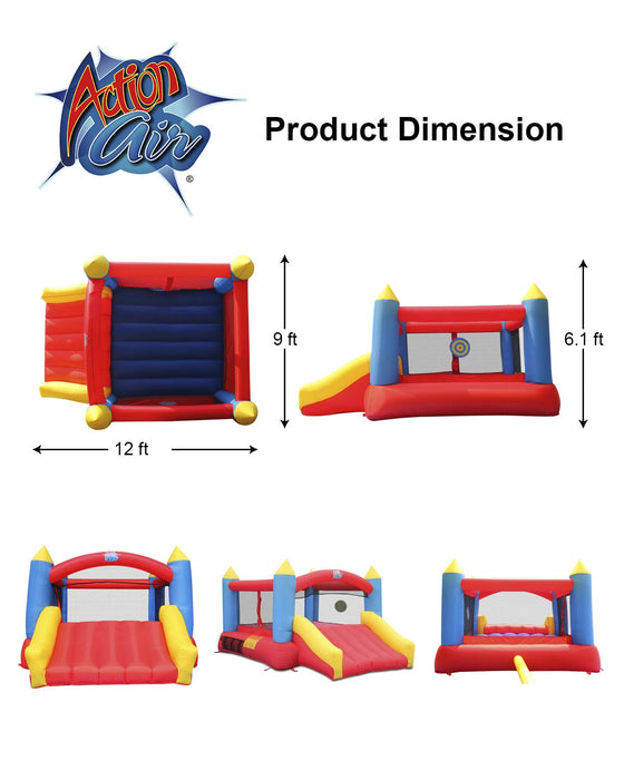 Action Air Bounce House, Inflatable Bouncer with Air Blower, Jumping Castle with Slide, Family Backyard Bouncy Castle, Durable Sewn with Extra Thick Material, Idea for Kids