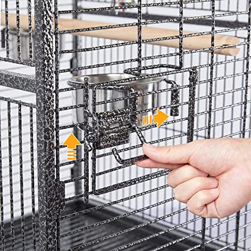 Yaheetech 69-inch Wrought Iron Rolling Large Parrot Bird Cage for African Grey Small Quaker Amazon Cockatiel Sun Parakeet Green Cheek Conure Dove Lovebird Budgie Play Top with Stand