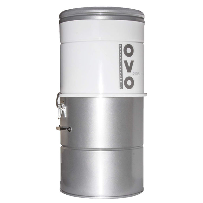 OVO, Large and Powerful Central Vacuum System, 700 AW Hybrid Filtration (with or without Disposable Bags), Covers up to 7500 sq.ft, 6,6 Gal / 25L Bottom Load Rolled Steel Canister.