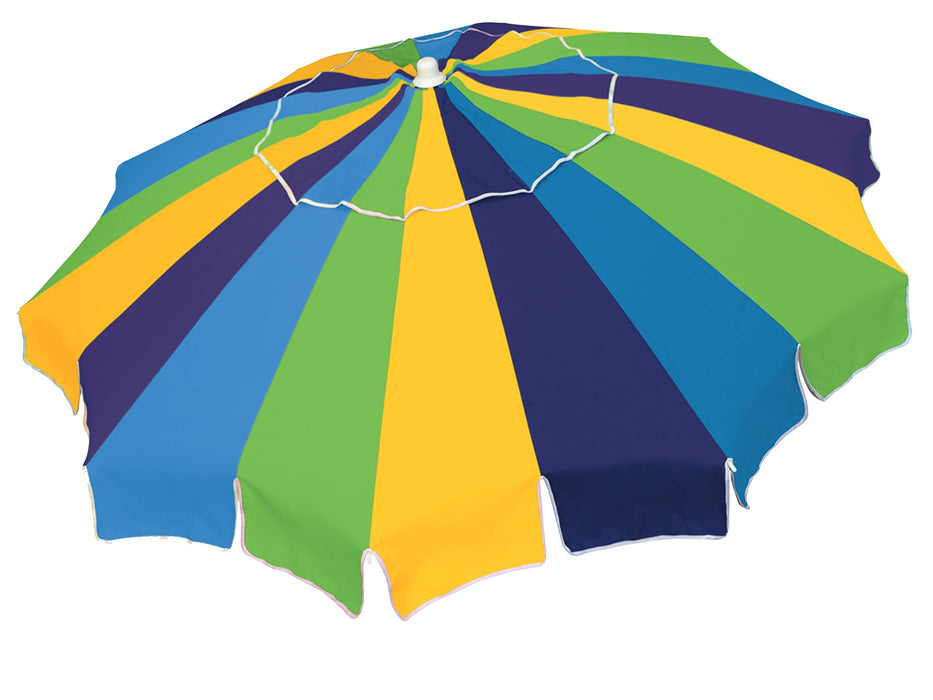 Rio Brands 7' Alternating 20-Panel Beach Umbrella with Sand Anchor and Carrying Bag, Blue Multicolor