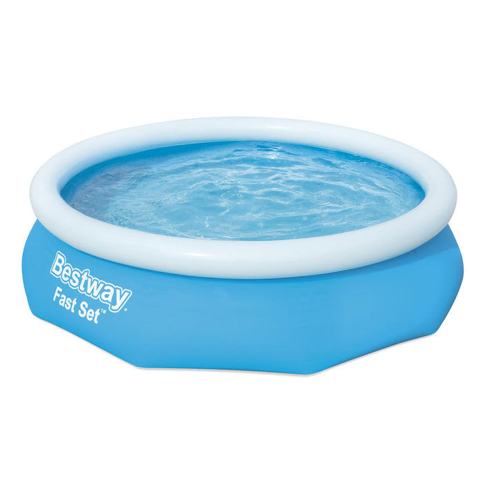 Bestway 57269E Fast Set Up 10ft x 30in Outdoor Round Inflatable Above Ground Swimming Pool Set with 330 GPH Filter Pump, Blue