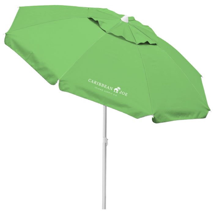 CARIBBEAN JOE Beach Umbrella, Portable and Adjustable Tilt Sun Umbrella with UV Protection, Vented Canopy, Full 7 ft Arc, Green