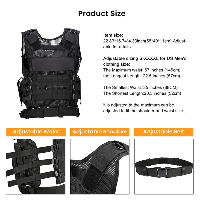 Marmot Tactical Vest Durable Mesh Vest with Detachable Belt & Holster for Subcompact/Compact/Standard Pistol