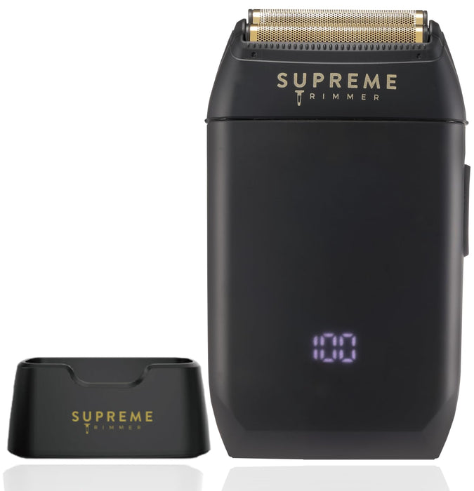 Supreme Trimmer Crunch Mens Foil Shaver STF602 | 150 Minute Run Time Men's Electric Razor | Waterproof Shaver for Short Hair or Stubble, Barber Use | Black