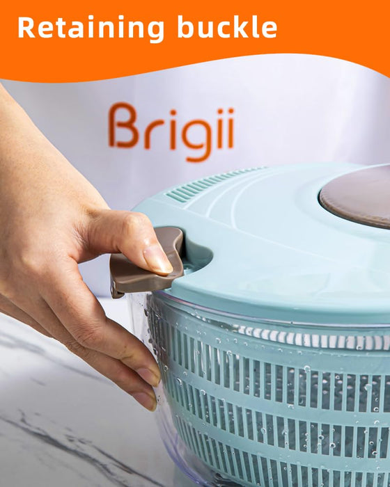 Brigii Salad Spinner, 4.24 Quart Lettuce Spinner with Double Drainage Holes, Salad Dryer for Washing, Spinning, and Draining Greens, Fruits, and Vegetables