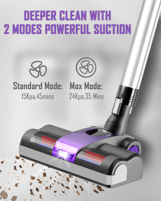 Cordless Vacuum Cleaner, 24Kpa Powerful Suction Stick Vacuum Cleaner, 6 in 1 Cordless Stick Vac, Up to 45 Minutes Runtime, Lightweight Handheld Vacuum for Hardwood Floor Carpet Carpet Pet Cleaning