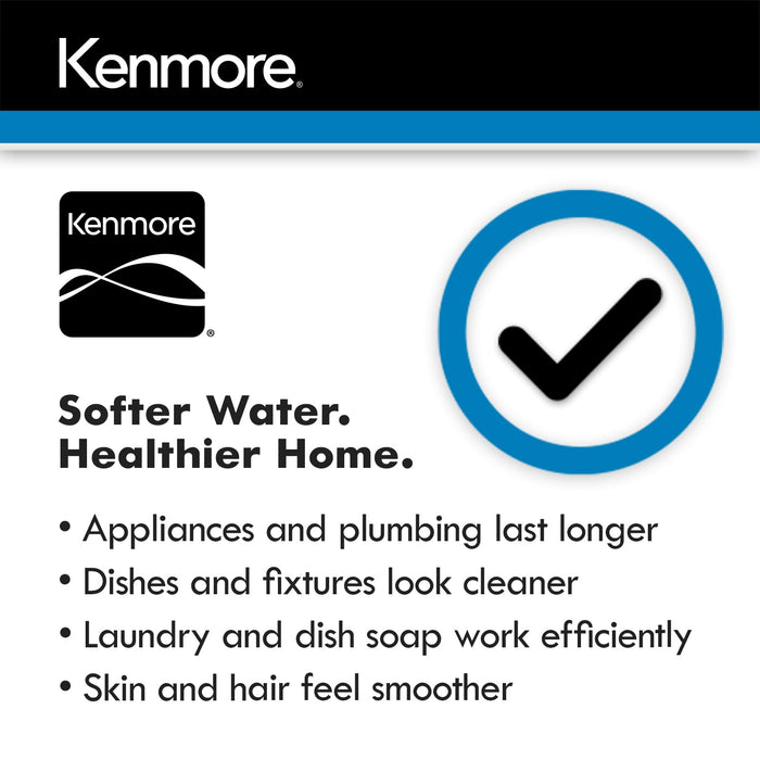 Kenmore 350 Water Softener With High Flow Valve | Reduce Hardness Minerals & Clear Water Iron In Your Home | Whole House | Easy To Install | Grey