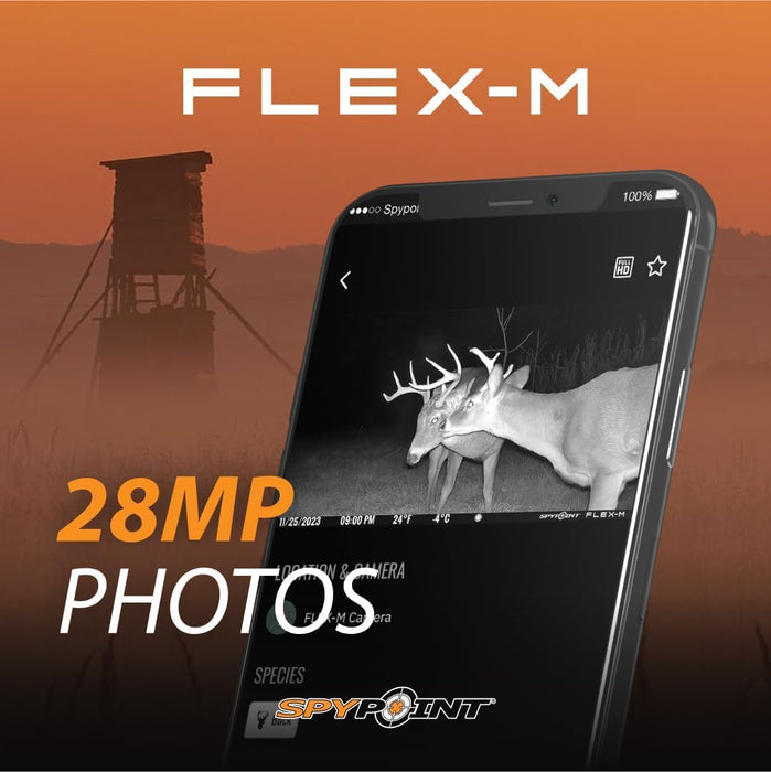 SPYPOINT Flex-M Cellular Trail Camera - Best Value in Hunting Accessories, No WiFi Needed, GPS, Night Vision, Dual-Sim LTE Connectivity, IP65 Water-Resistant, 28MP Photos, 720p Videos + Sound (1)