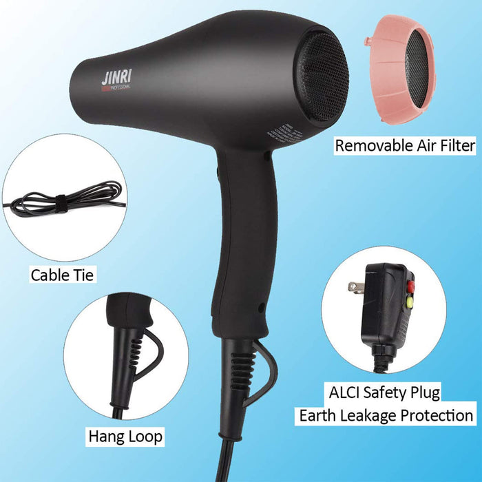 Infrared Hair Dryer, Professional Salon Negative Ionic Blow Dryers for Fast Drying, Pro Ion Quiet Hairdryer with Diffuser & Concentrator & Comb Black Gold