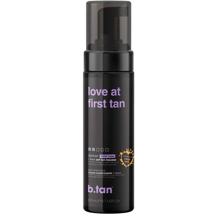 b.tan Violet Self Tanner | Love At First Tan - Fast, 1 Hour Express Sunless Tanning Mousse, Violet-Based, Cancels Orange Tones, No Fake Tan Smell, No Added Nasties, Vegan, Cruelty Free, 6.7 Fl Oz