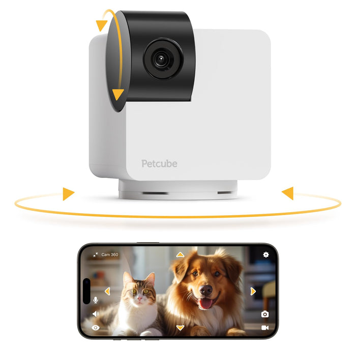 Petcube Cam 360 Camera Interactive WiFi Pet and Home Security Pan-Tilt Camera with Phone App, 1080p HD Video, 360° Rotation, Night Vision, AI Alerts